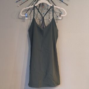 Outdoor Voices Women's Fully Lined Dress With Shorts Small Pocket Green Athletic